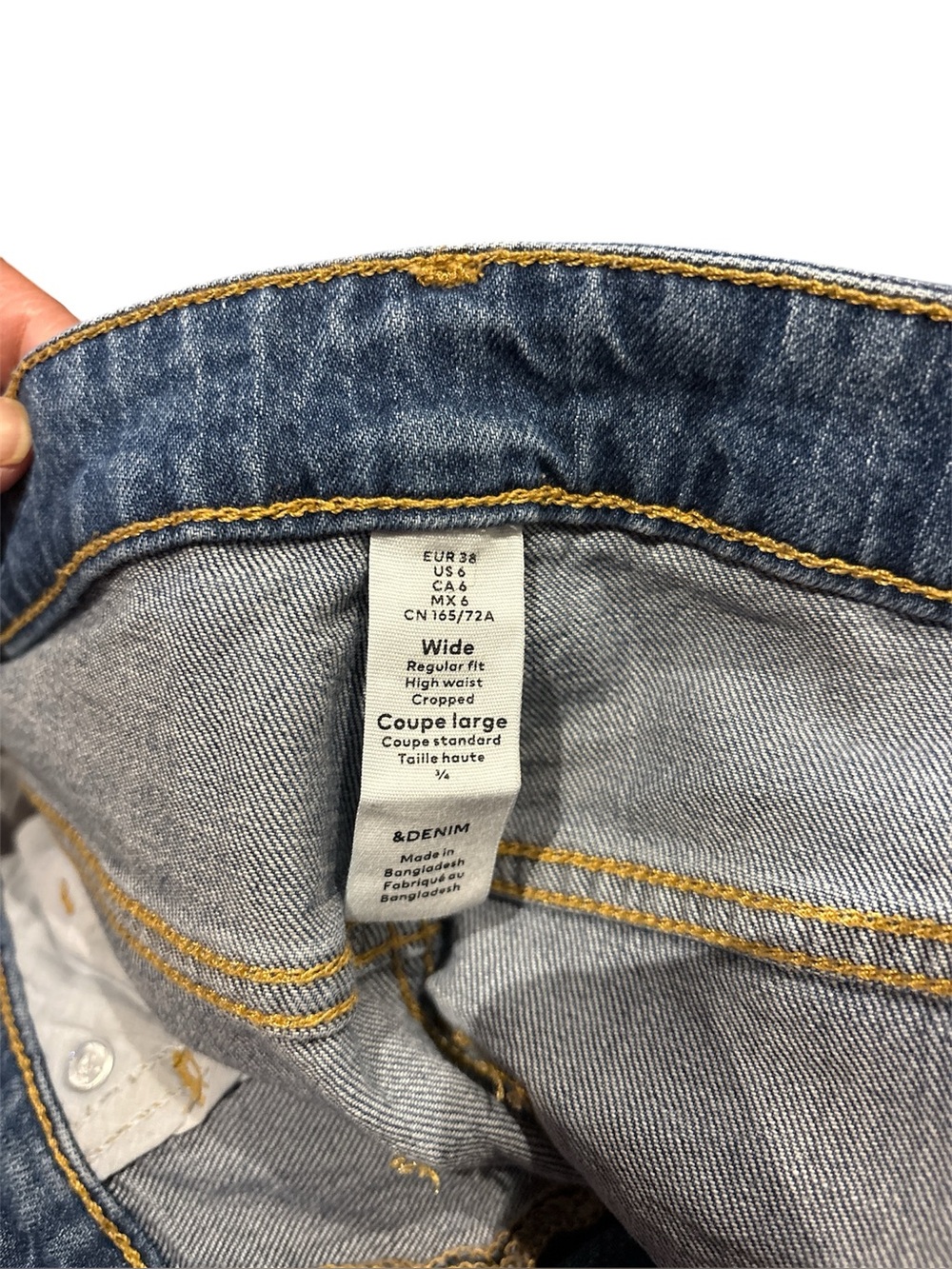 &Denim (By H&M) Wide Leg Cropped Blue Jeans, size 6 - Picture 3 of 7